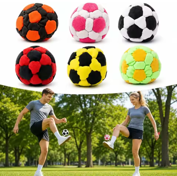6PCS Hacky Sack, Handmade Crochet Footbag Juggling Balls for Adults Beginners Outdoor Party